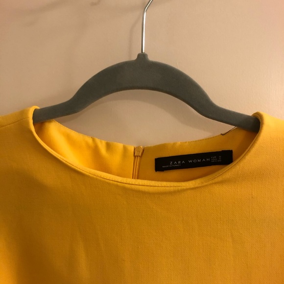 Zara yellow dress business casual ruffle sleeves - Picture 3 of 5